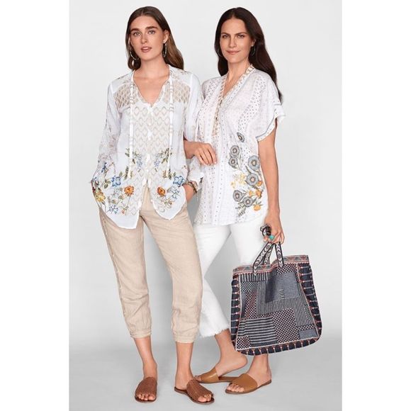 Johnny Was White Floral Luca Blouse Medium NWT - Picture 5 of 8
